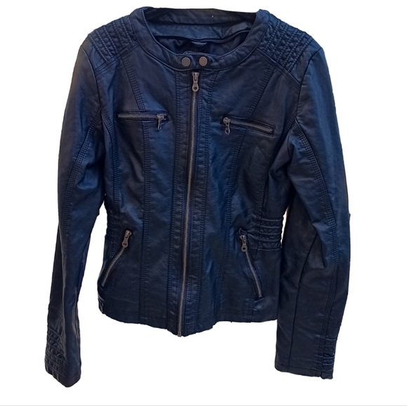 Lock and Love Women's Quilted Faux Leather Moto Biker Jacket - Picture 2 of 8